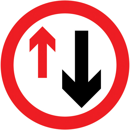 Give priority to vehicles from opposite direction